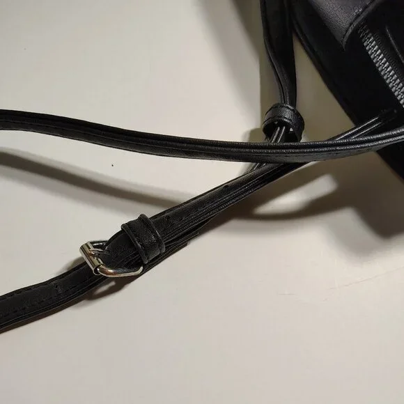 NINE WEST Purse Faux Black Leather Tri Compartment Compact Crossbody Bag - Picture 10 of 14